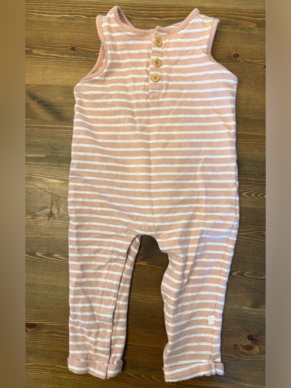 Little Planet Cotton Pink Stripes Sleeveless Romper (18M)